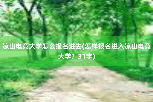 凉山电竞大学怎么报名进去(怎样报名进入凉山电竞大学？31字)