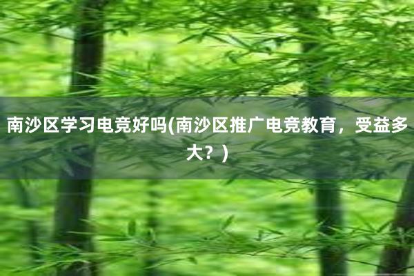 南沙区学习电竞好吗(南沙区推广电竞教育，受益多大？)