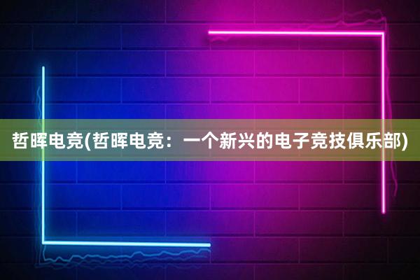 哲晖电竞(哲晖电竞：一个新兴的电子竞技俱乐部)