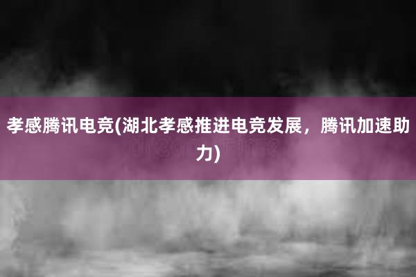 孝感腾讯电竞(湖北孝感推进电竞发展，腾讯加速助力)