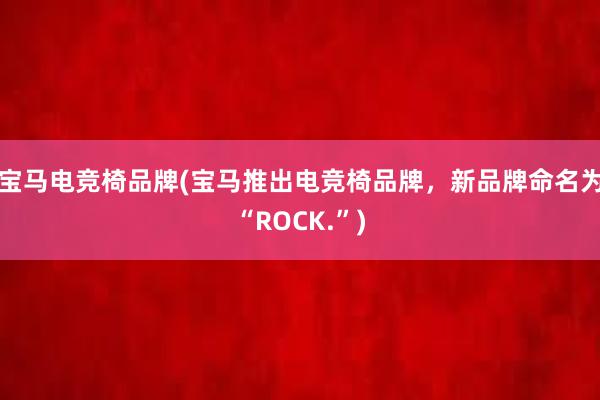 宝马电竞椅品牌(宝马推出电竞椅品牌，新品牌命名为“ROCK.”)