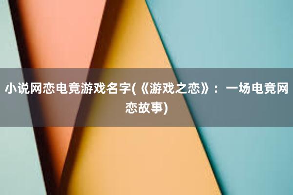 小说网恋电竞游戏名字(《游戏之恋》：一场电竞网恋故事)