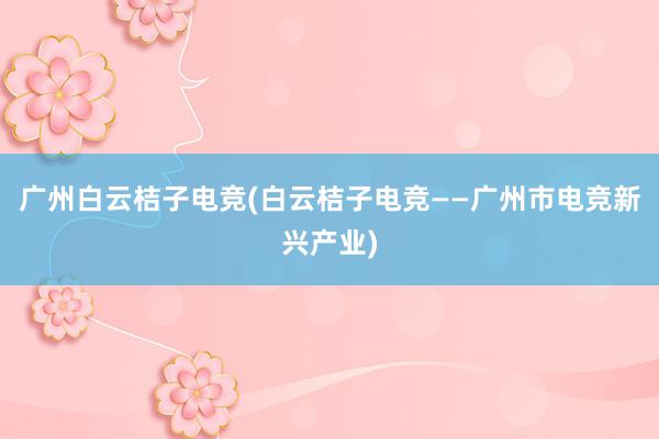 广州白云桔子电竞(白云桔子电竞——广州市电竞新兴产业)