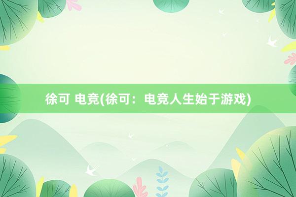 徐可 电竞(徐可：电竞人生始于游戏)