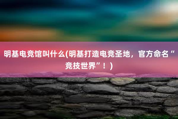 明基电竞馆叫什么(明基打造电竞圣地，官方命名“竞技世界”！)