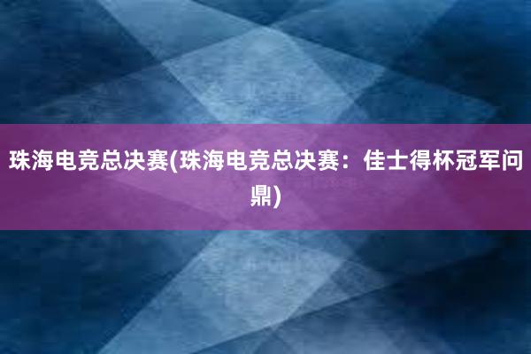 珠海电竞总决赛(珠海电竞总决赛：佳士得杯冠军问鼎)