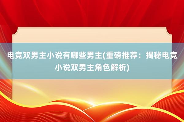 电竞双男主小说有哪些男主(重磅推荐：揭秘电竞小说双男主角色解析)