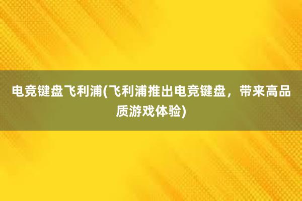 电竞键盘飞利浦(飞利浦推出电竞键盘，带来高品质游戏体验)