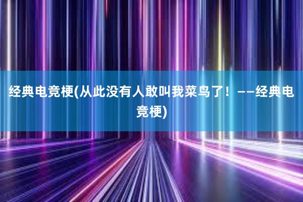 经典电竞梗(从此没有人敢叫我菜鸟了！——经典电竞梗)