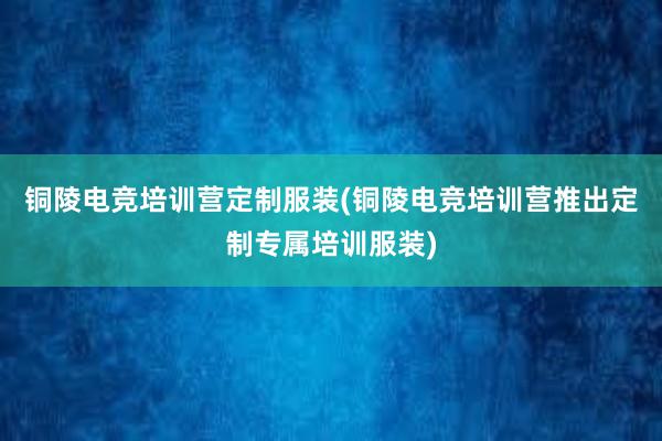 铜陵电竞培训营定制服装(铜陵电竞培训营推出定制专属培训服装)