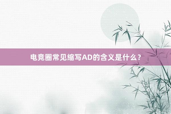 电竞圈常见缩写AD的含义是什么？