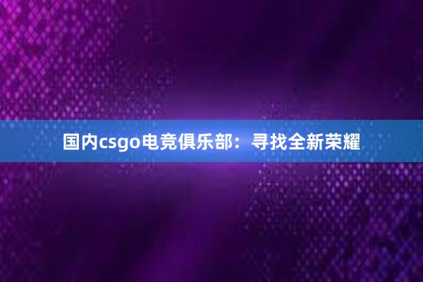 国内csgo电竞俱乐部：寻找全新荣耀