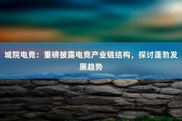 城院电竞：重磅披露电竞产业链结构，探讨蓬勃发展趋势