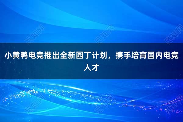 小黄鸭电竞推出全新园丁计划，携手培育国内电竞人才