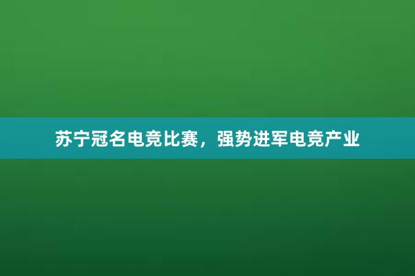 苏宁冠名电竞比赛，强势进军电竞产业