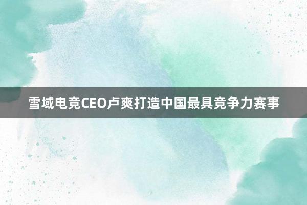 雪域电竞CEO卢爽打造中国最具竞争力赛事